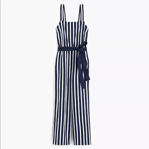 J. Crew Navy and White Striped Jumpsuit Sz 2 - Picture 10 of 14